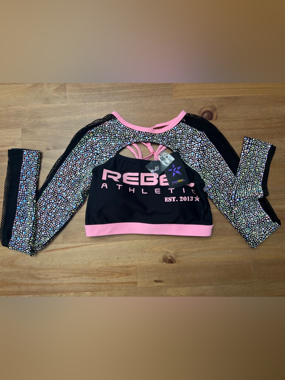 Rebel Athletic Rhinestone Padded Crop Top